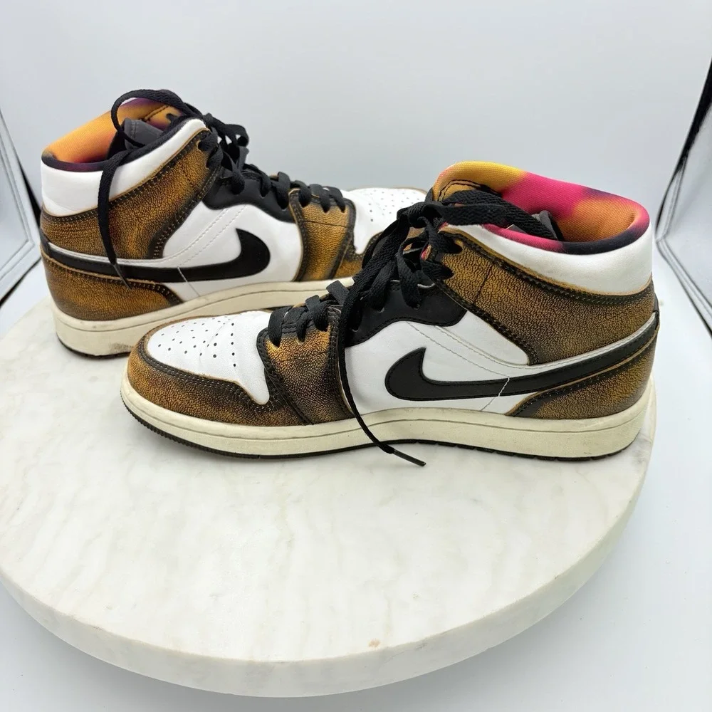 Nike Air Jordan 1 Mid SE Wear Away Shoes DQ8417-071‎ Men's 8 Black Taxi Sail
